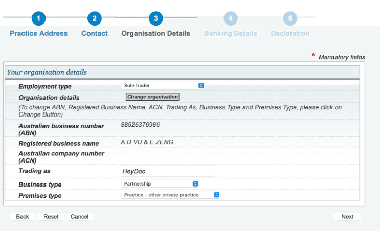 Organisation Details Form